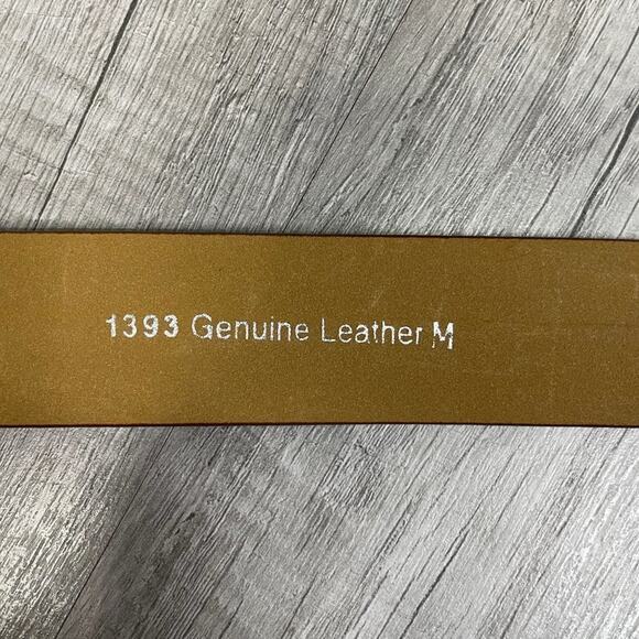 Brown Leather Belt Statement Rose Rhinestone Buckle Medium - Picture 4 of 8